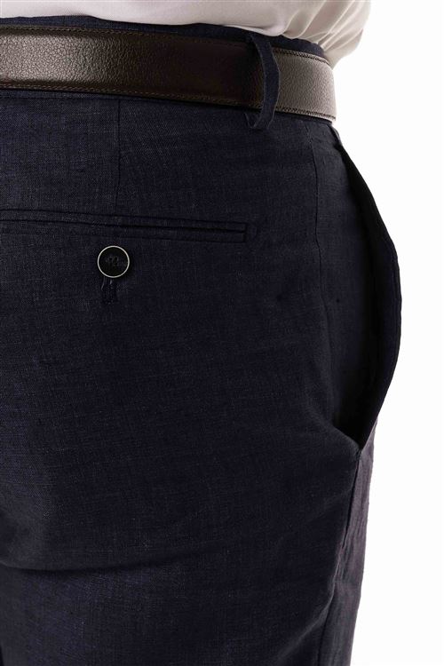 Lynton Dark Blue Linen  Trouser