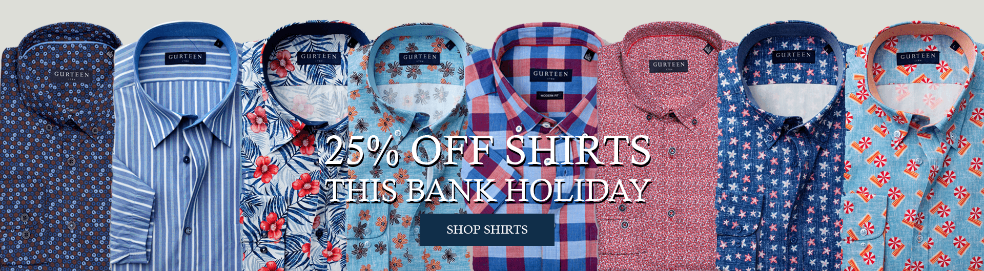 Shop Now 25% off Shirts this Bank Holiday