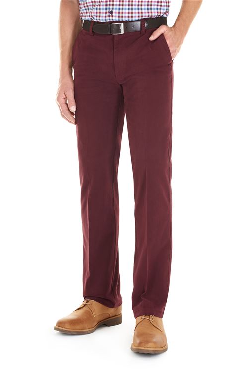 Longford Spring Stretch Cotton Cranberry Chino Trousers