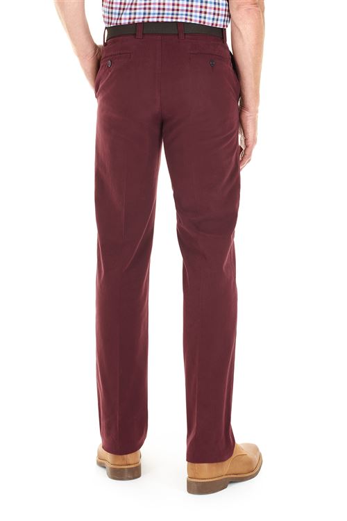 Longford Spring Stretch Cotton Cranberry Chino Trousers