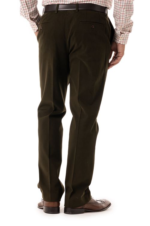 Thame Olive Brushed Cotton Chino
