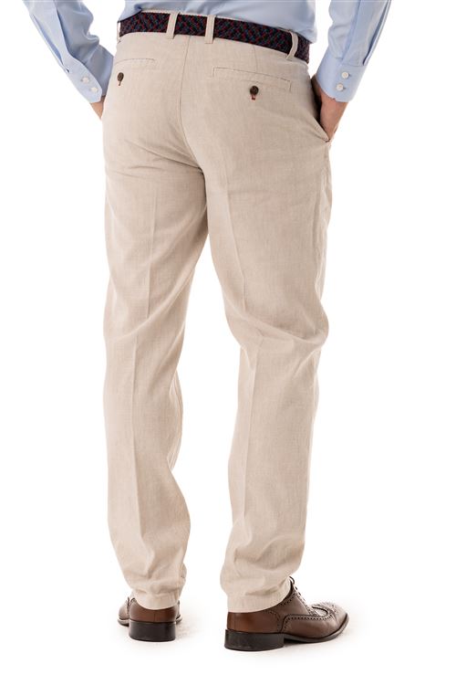 Kent  Linen Cotton Natural Stretch Chino Trouser