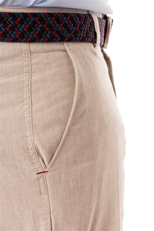 Kent  Linen Cotton Natural Stretch Chino Trouser