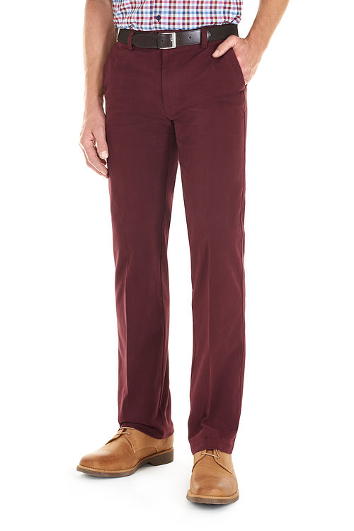 Longford Autumn Stretch Cotton Cranberry Chino Trousers