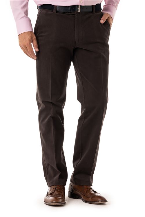 Longford Autumn Stretch Cotton Chocolate Chino Trouser