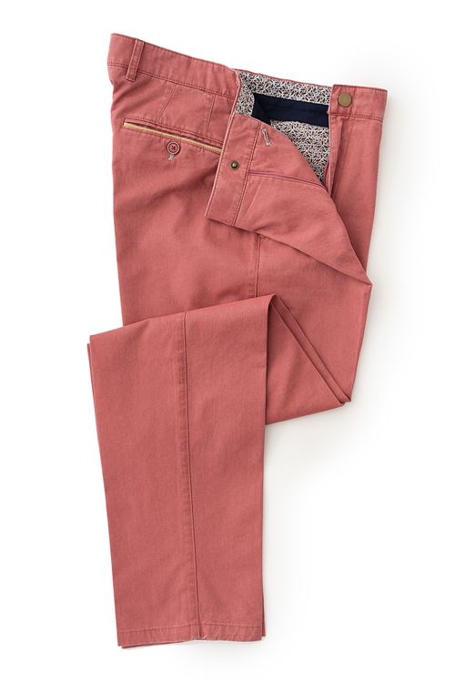 Weller Spring Stretch Cotton Burgandy Chino With Contrast Trim