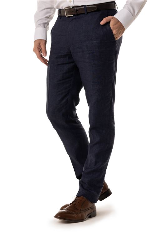 Lynton Dark Blue Linen  Trouser