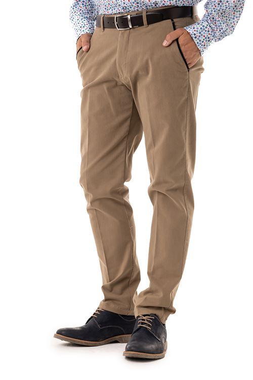 Mersea Spring Stretch Cotton Beige Chino With Contrast Trim