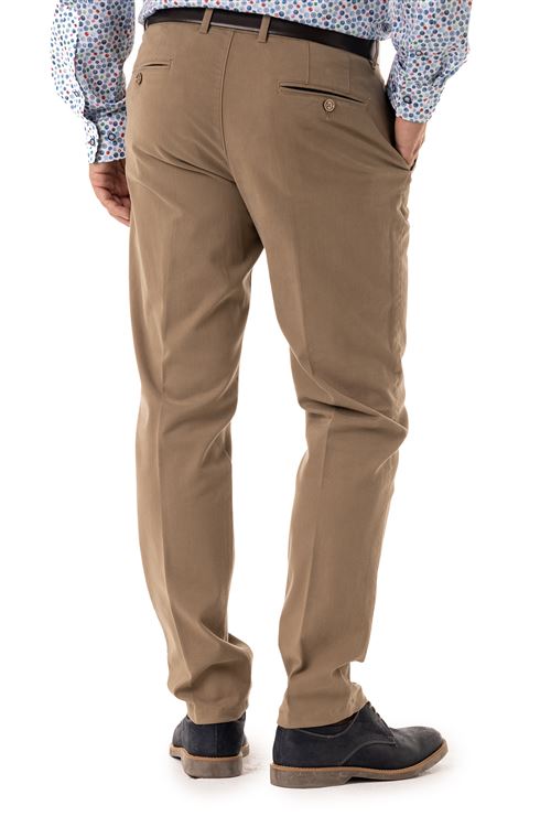 Mersea Spring Stretch Cotton Beige Chino With Contrast Trim