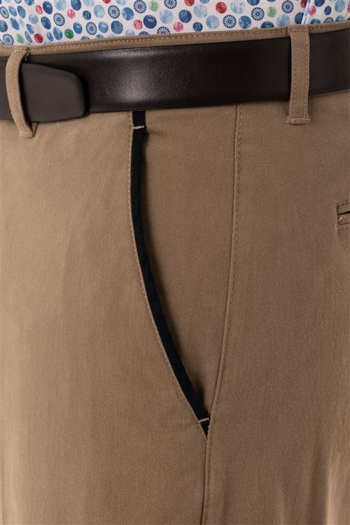 Mersea Spring Stretch Cotton Beige Chino With Contrast Trim