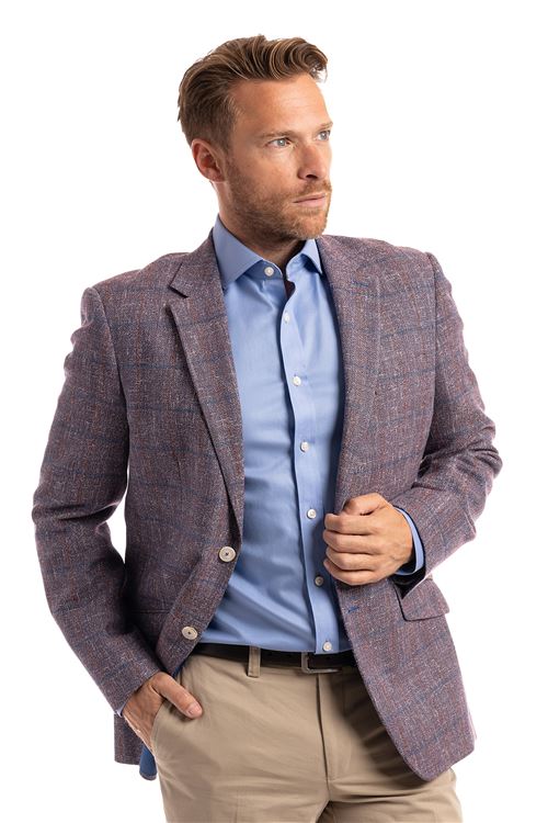 Parkway Dark Blue Overcheck Casual Jacket