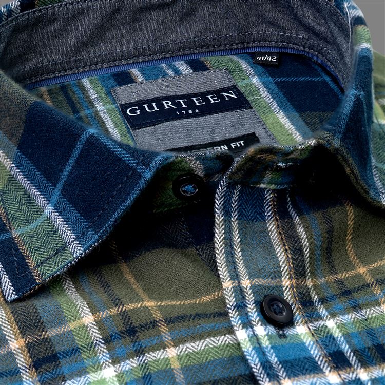 Langly Green Checked Cotton Shirt
