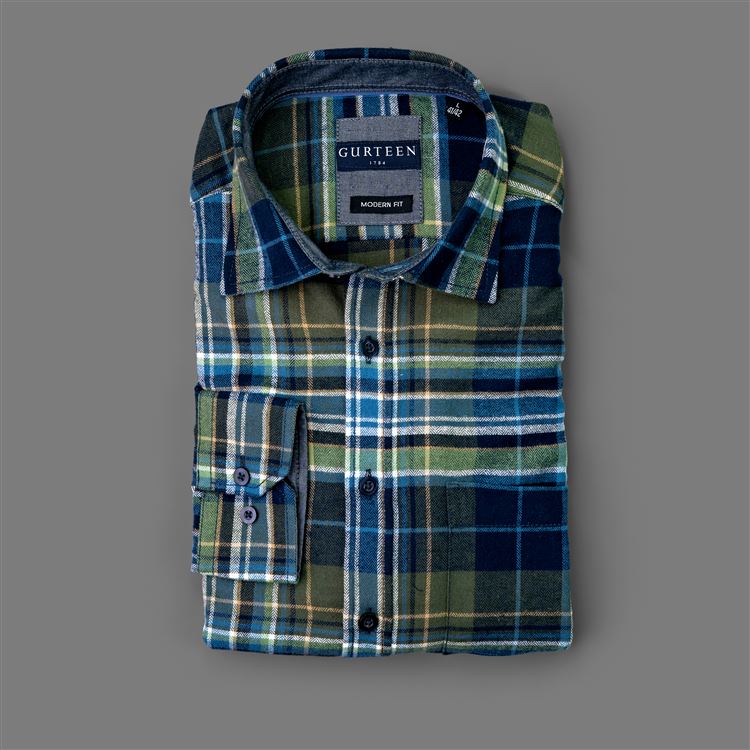 Langley Green Checked Cotton Shirt