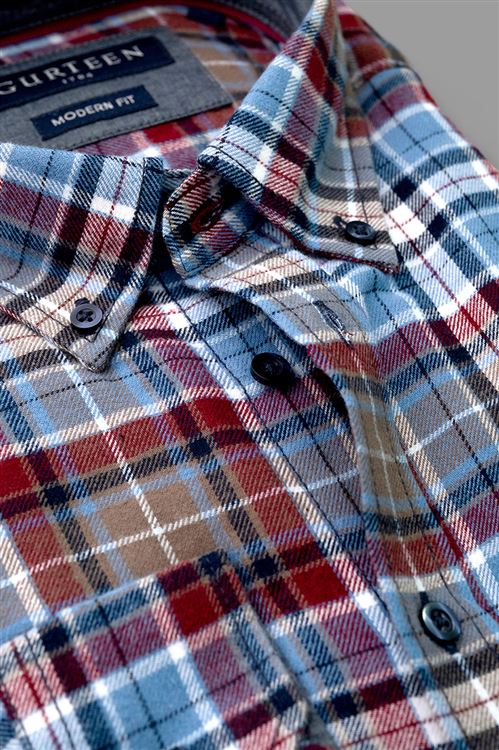 Langley Salmon Checked Cotton Shirt