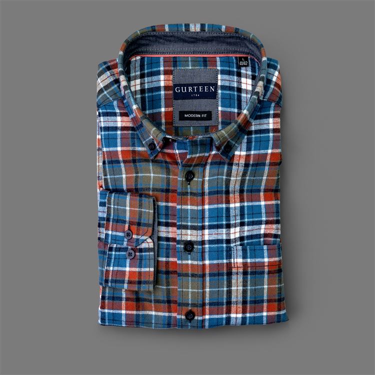 Langley Terraccota Checked Cotton Shirt