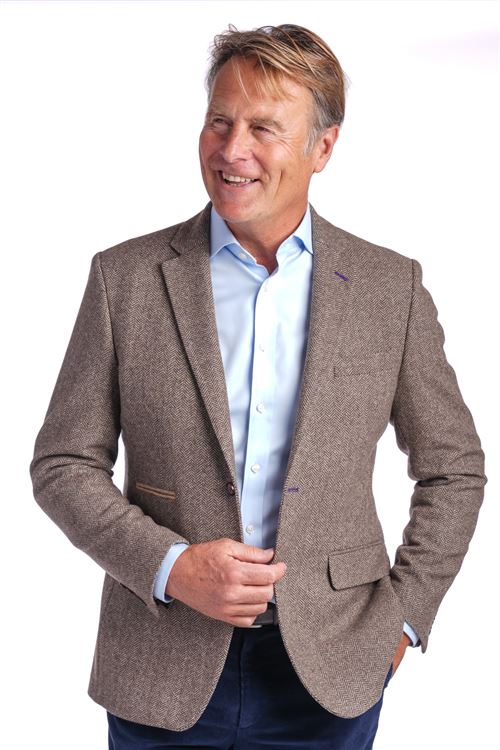 Otley Coffee Herring bone Wool Mix Jacket