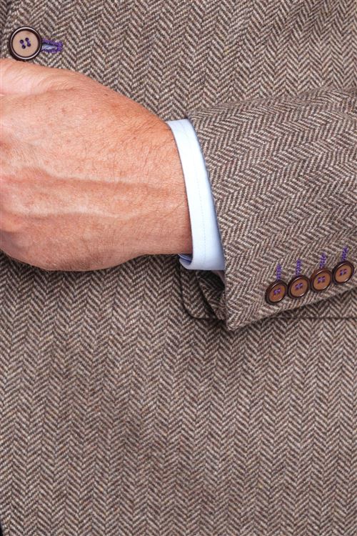 Otley Coffee Herring bone Wool Mix Jacket