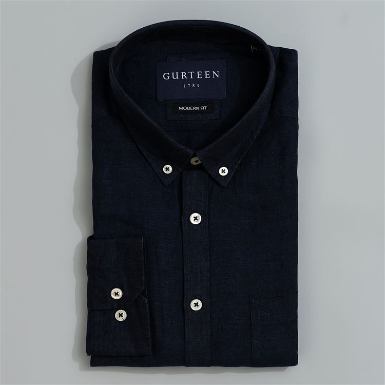 Florence Navy Linen Shirt