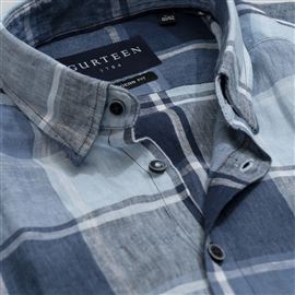 Rome Navy Linen Check Shirt