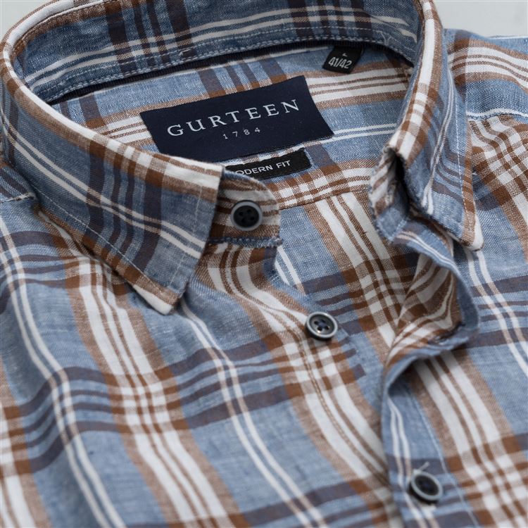 Rome Chocolate Linen Check Shirt