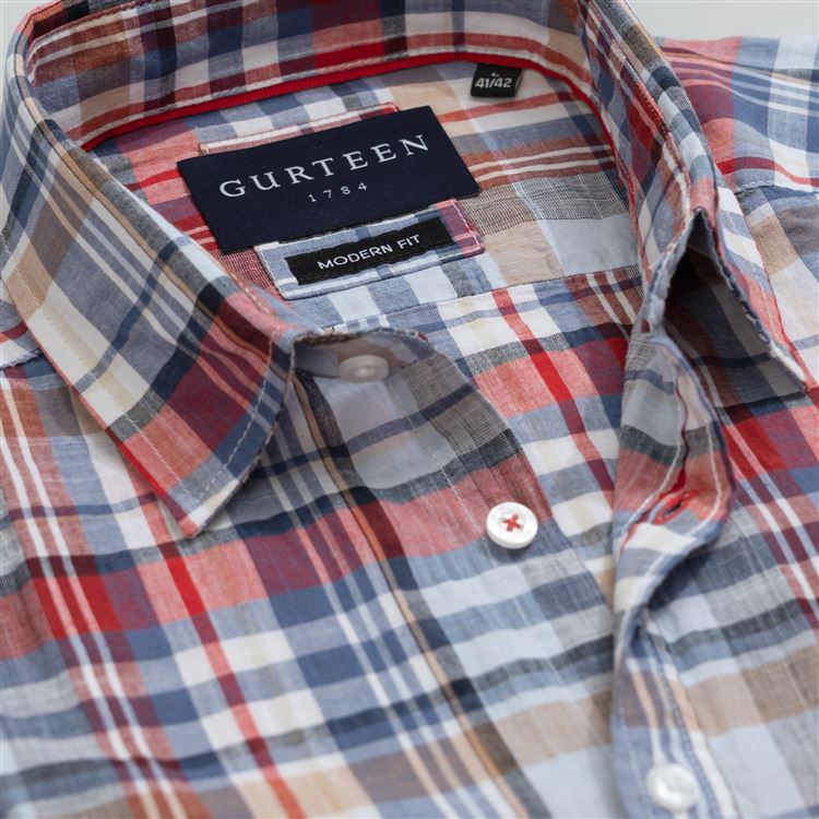 Men's Blue Check Shirt | Short Sleeve Shirt | Gurteen Menswear