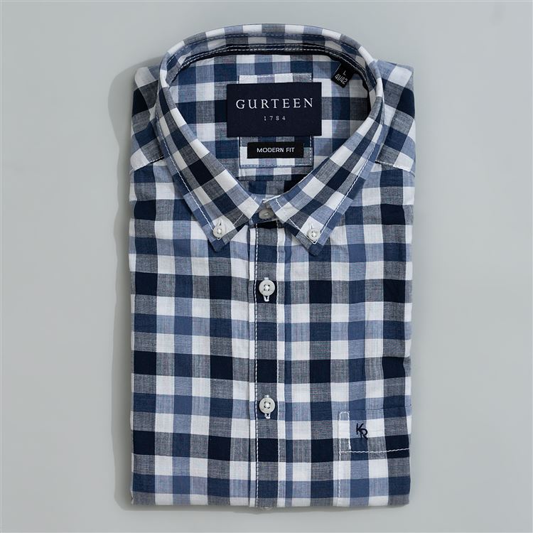 Casina Navy Cotton Check Shirt
