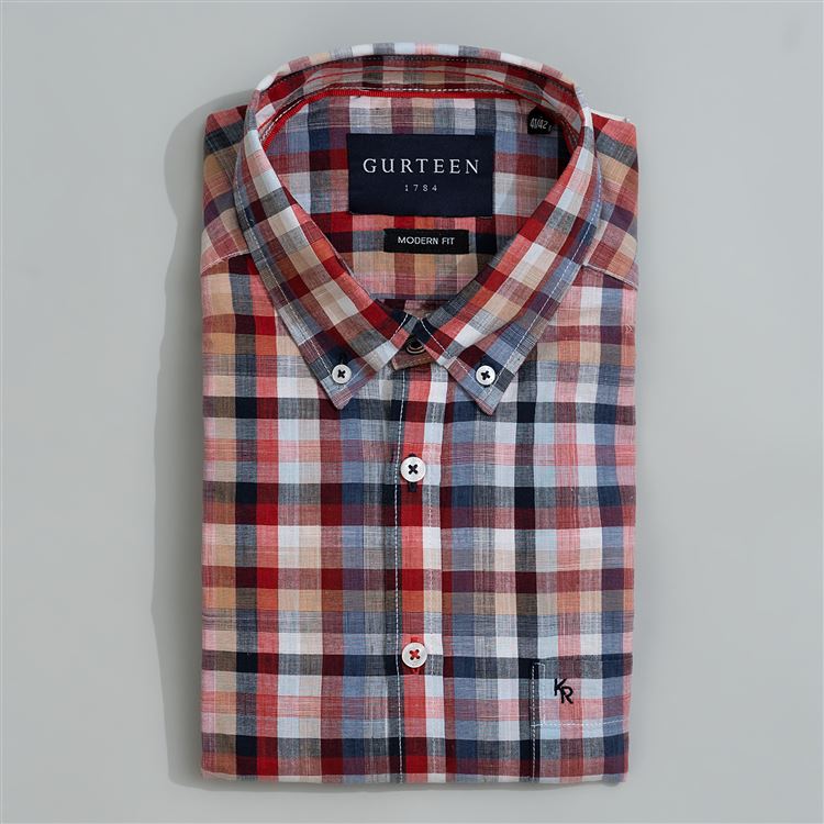 Casina Poppy Red Cotton Check Shirt