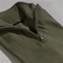 Thirsk Olive Zip Neck Jumper