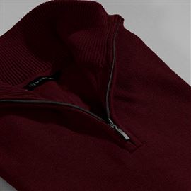 Thirsk Burgandy Zip Neck Jumper