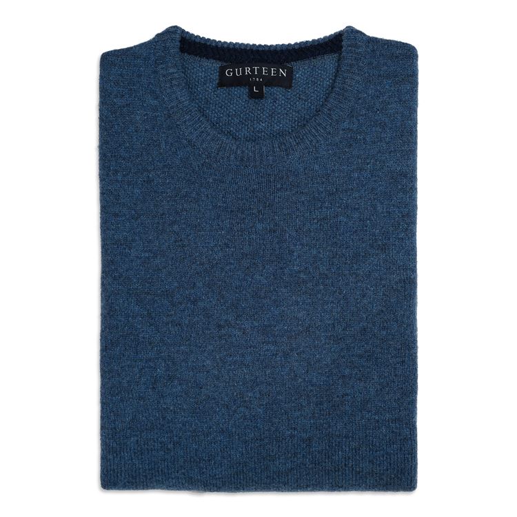 Kelso Blue Pure Wool Crew Neck Sweater