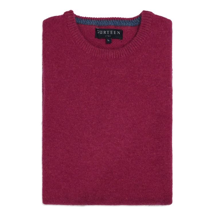 Kelso Poppy Red Pure Wool Crew Neck Sweater