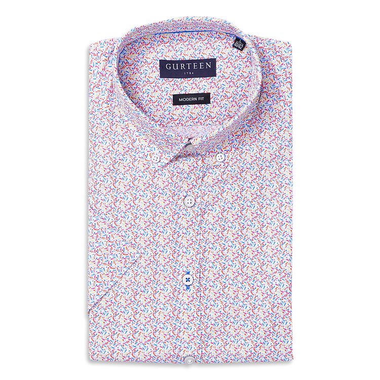 Sunningdale Lemon Short Sleeved Cotton Shirt