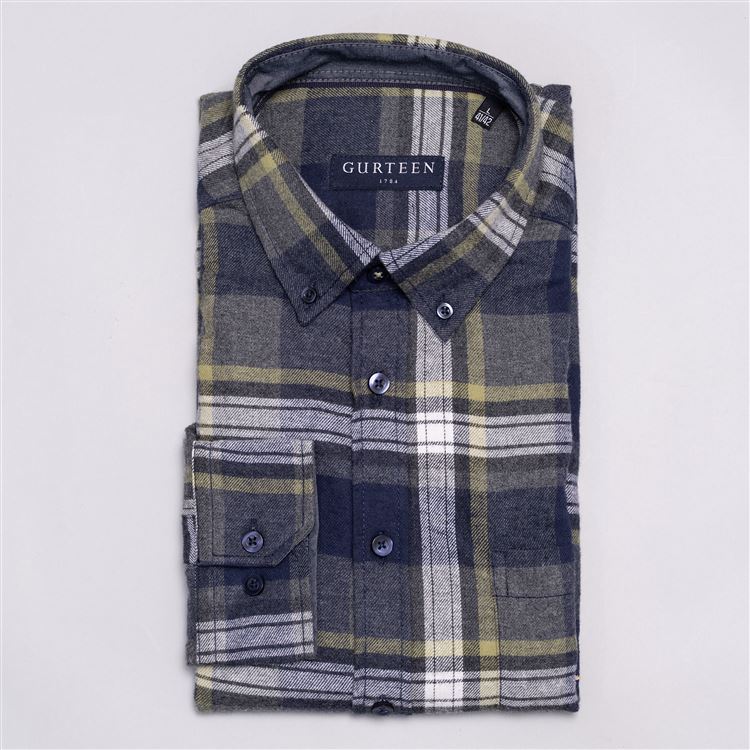 Rutland Navy Cotton Check Shirt