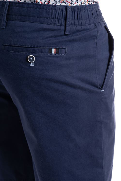 Ridgway Dark Blue Elasticated Stretch Cotton Short