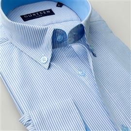 Longleat Light Blue Stripe Cotton Shirt