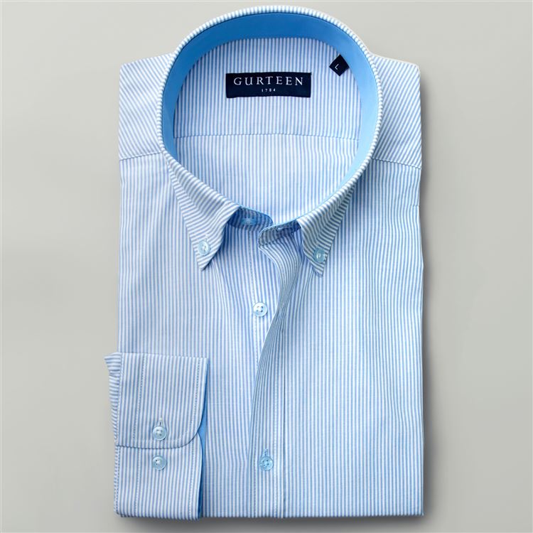 Longleat Light Blue Stripe Cotton Shirt