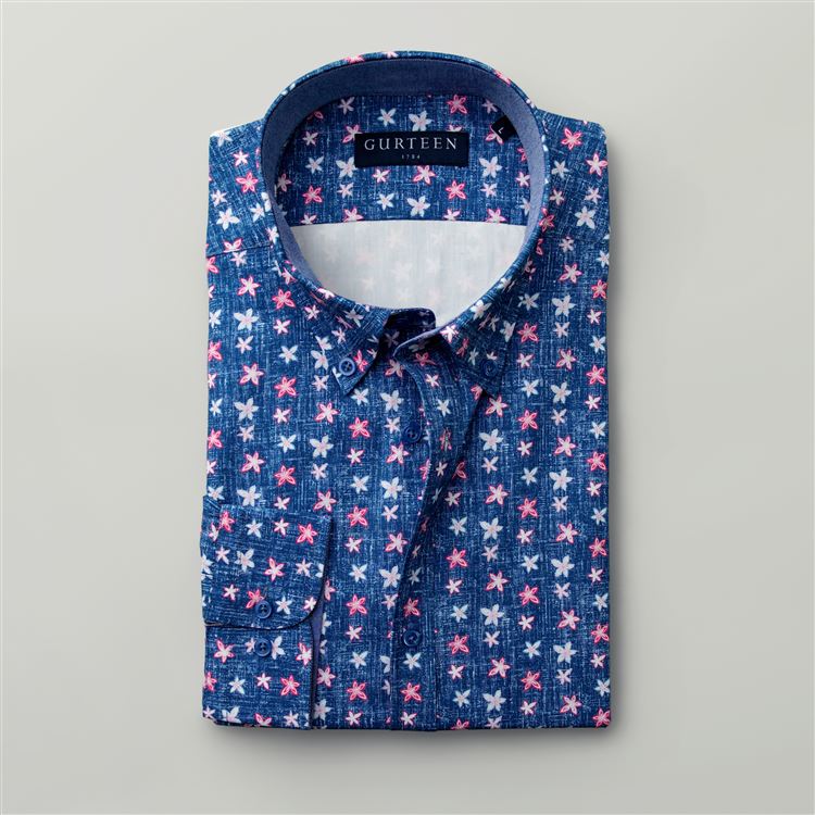 Longleat Blue Star Cotton Shirt