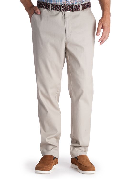 Hatfield Spring Stretch Cotton Light Stone Pick and Pick Chino Trouser
