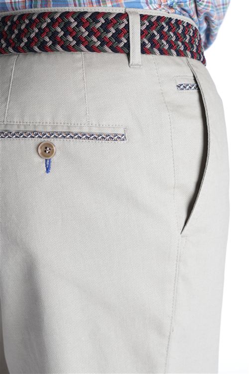 Hatfield Spring Stretch Cotton Light Stone Pick and Pick Chino Trouser