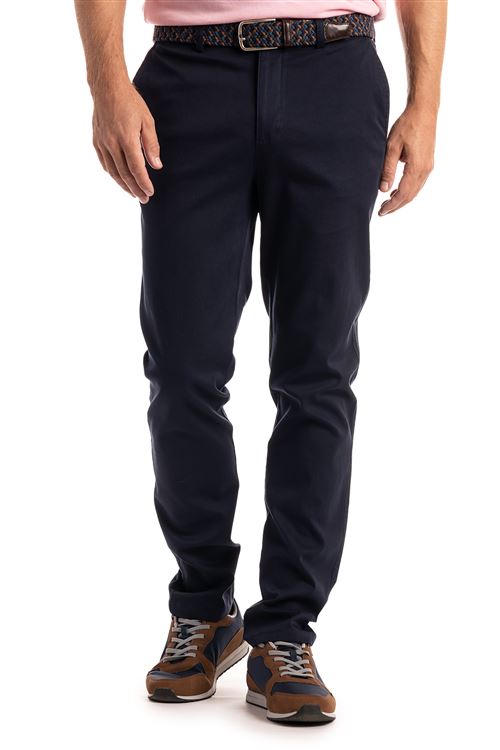 Hatfield Spring Stretch Cotton Navy Pick and Pick Chino Trouser