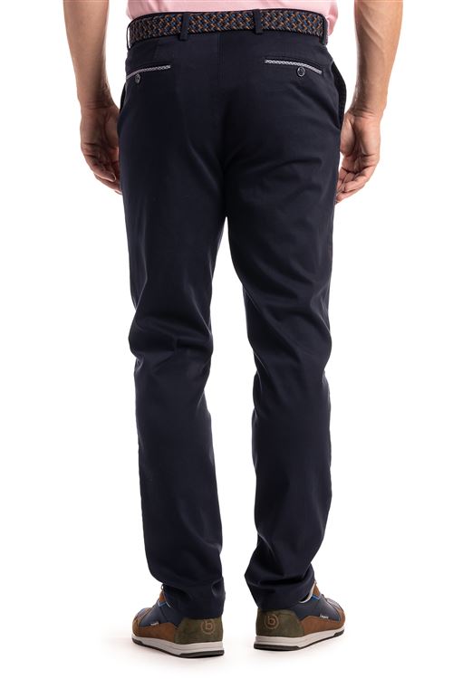 Hatfield Spring Stretch Cotton Navy Pick and Pick Chino Trouser