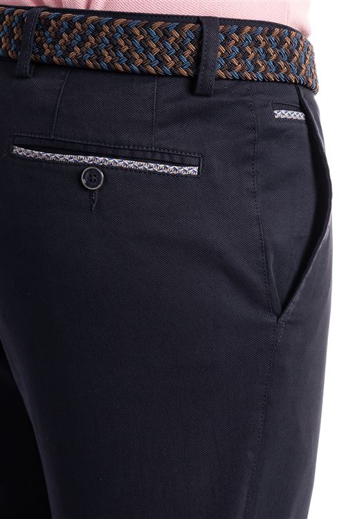 Hatfield Spring Stretch Cotton Navy Pick and Pick Chino Trouser