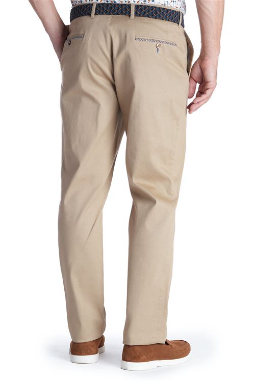 Hatfield Spring Stretch Cotton Camel Pick and Pick Chino Trouser