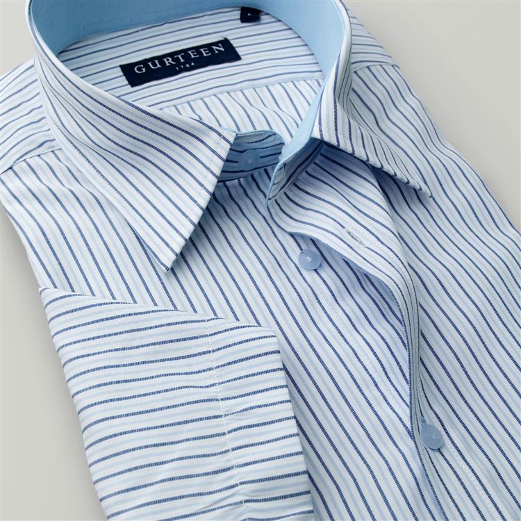 Severn Blue Stripe Poly Cotton Shirt