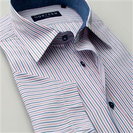 Severn Blue and Red Stripe Poly Cotton Shirt