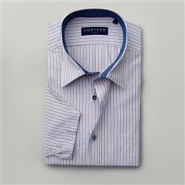 Severn Blue and Red Stripe Poly Cotton Shirt