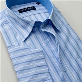 Severn Light Blue Stripe Poly Cotton Shirt