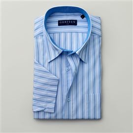 Severn Light Blue Stripe Poly Cotton Shirt