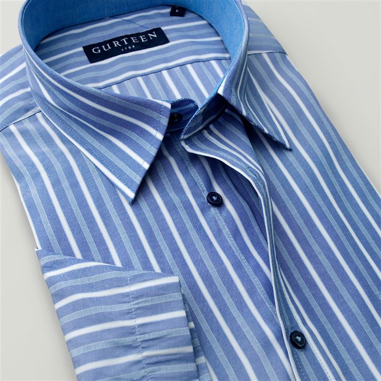 Severn Blue Stripe Poly Cotton Shirt