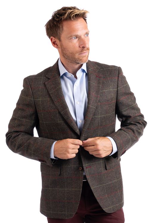 Whitburn Burgundy Check Tweed Jacket